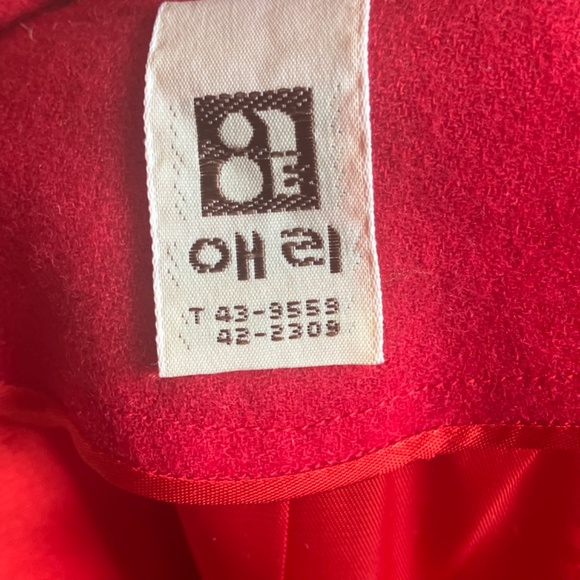 red 3pc vintage wool circle skirt set/suit - Picture 5 of 16